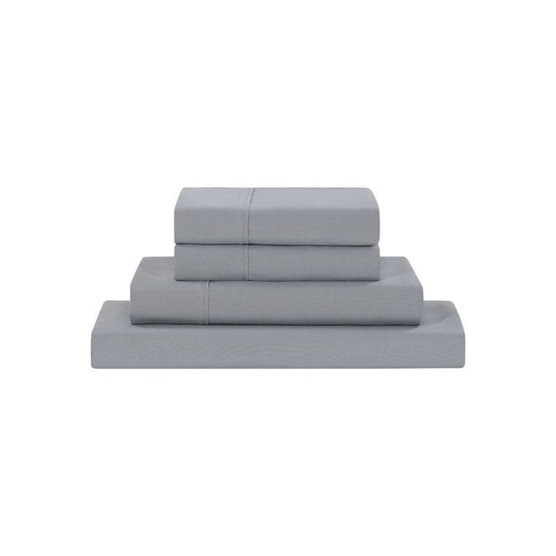 Ensemble de draps en microfibre 4 pièces Modern, California King Sheet Set with 2 Pillowcases, Gris