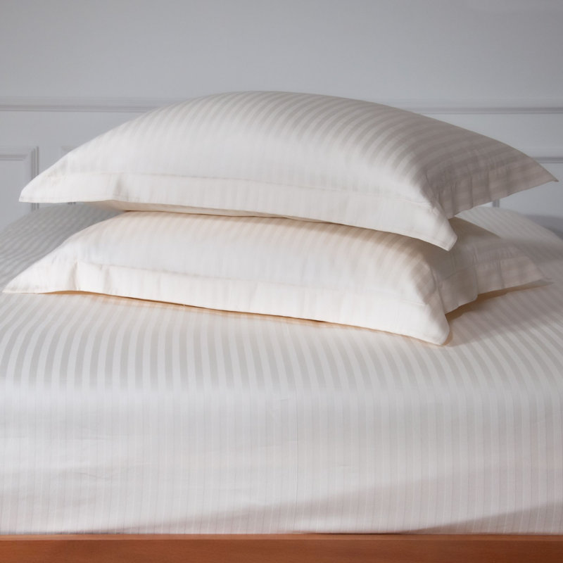 Mix & Match Bundle 200 Thread Count Striped Cotton Sateen Oxford Pillow Case, White