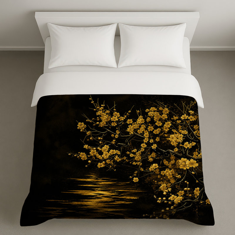 Housses de couette Golden Cherry Blossoms, Grand lit