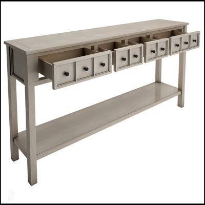 Console d'entrée rustique avec tiroirs et tablette inférieure pour le rangement, finition gris délavé, conception peu encombrante