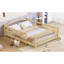 Lit à plancher double, style avec lattes et garde-corps, fait de bois fin, encourage les dimensions du lit en bois massif Freedom Motion, mélange les styles de chambre à coucher-130677072