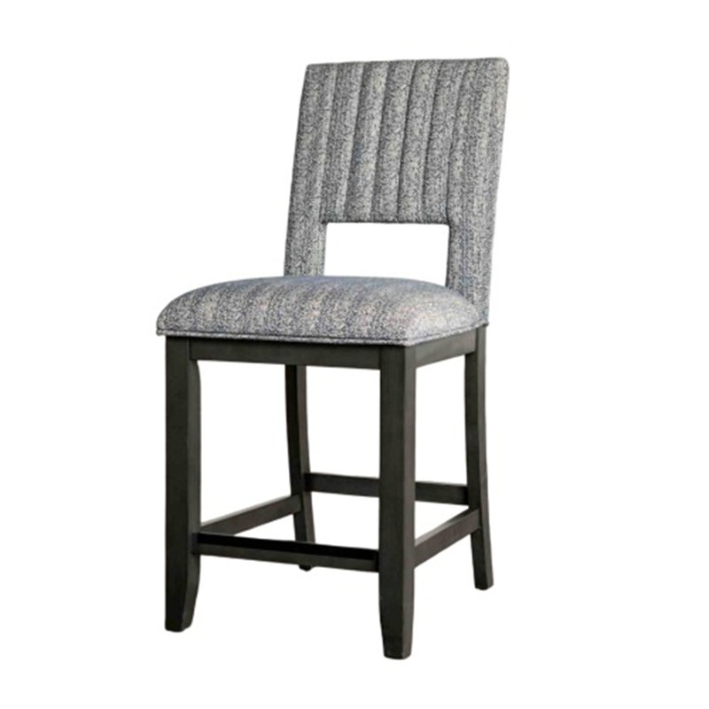 Ensemble de 2 chaises transitionnelles à hauteur de comptoir - siège et dossier rembourrés, finition gris-bleu pour la salle à manger