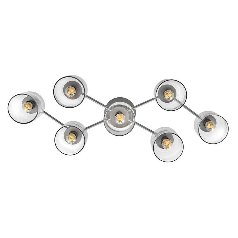 Axel Modern 7-Light Brushed Nickel Cluster Cylinder Flush Mount