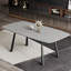 Table de salle à manger moderne en faux marbre de 70,9 po de largeur avec quatre pieds en acier au carbone, plateau de roche résistant à la chaleur pour salle à manger, style industriel-890361897