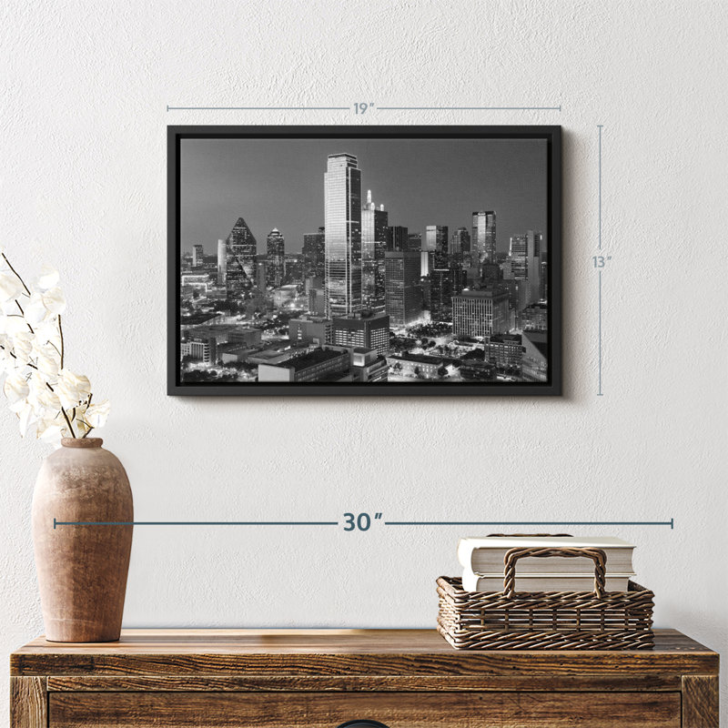 Impression sur toile monochrome, Dallas, Texas, H 13 po x l 19 po