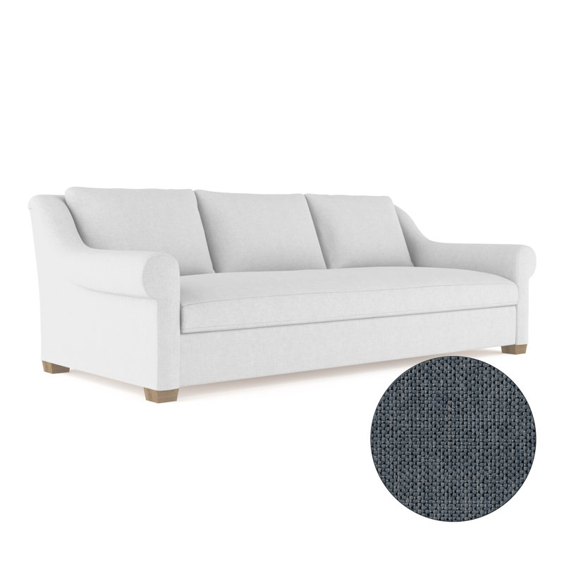 Canapé Thompson, H 32 po x l 96 po x P 41 po, Lin à tissage de galets Bluebell, Patiné