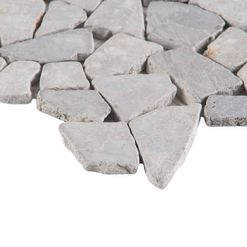 Nature 12x12 Tumbled Pebble Tumbled Mosaic Tile, Pram Gray