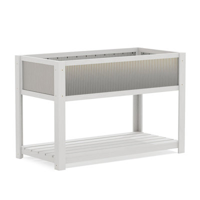 Elevated Wooden Planter Box with Storage Shelf – Large Raised Garden Bed with Legs for Vegetables, Flowers, Herbs, Backyard, Patio