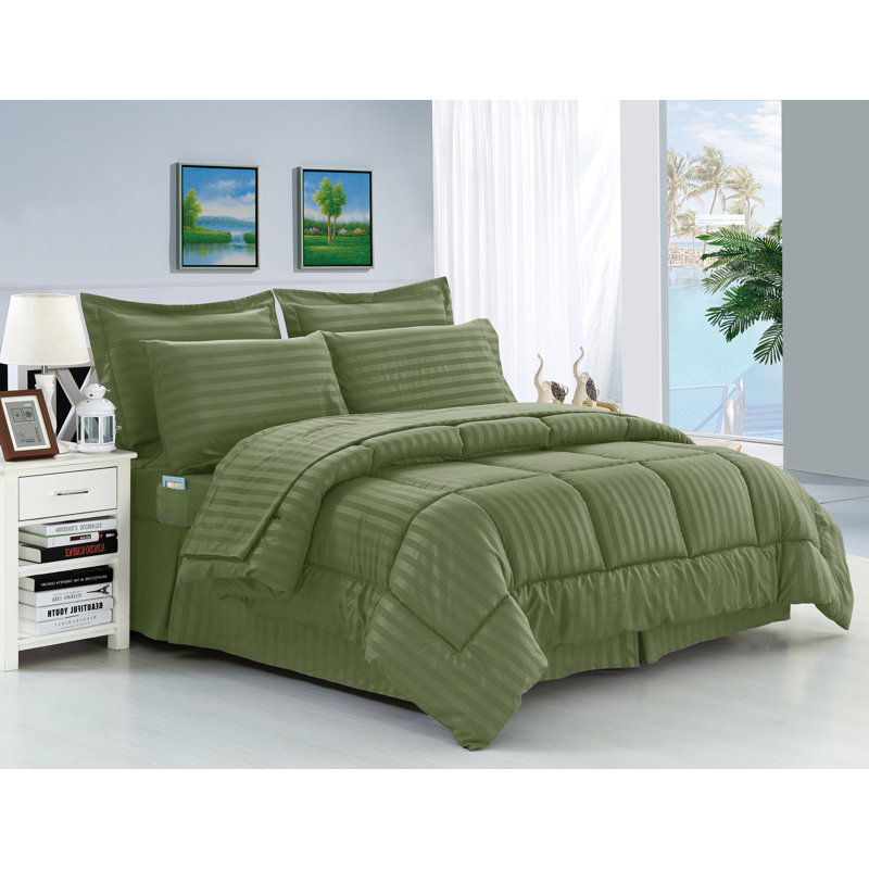 Ensemble d'édredon réversible en microfibre 8 pièces , Vert, Édredon double / grand + 7 pièces supplémentair