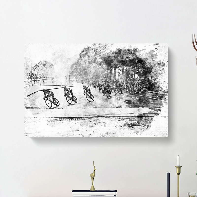 Tour De France Cycling In Abstract - Wrapped Canvas Painting, 40cm H x 60cm W x 3cm D