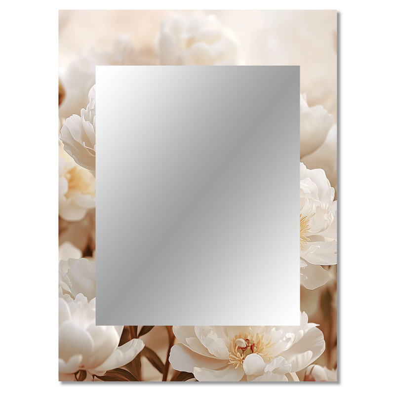 Pivoines au poulailler - miroir mural pivoines, miroir décoratif traditionnel, impression d'art en métal, 40 po x 30 po