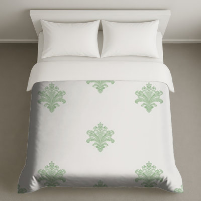 Housses de couette vertes à motif damassé