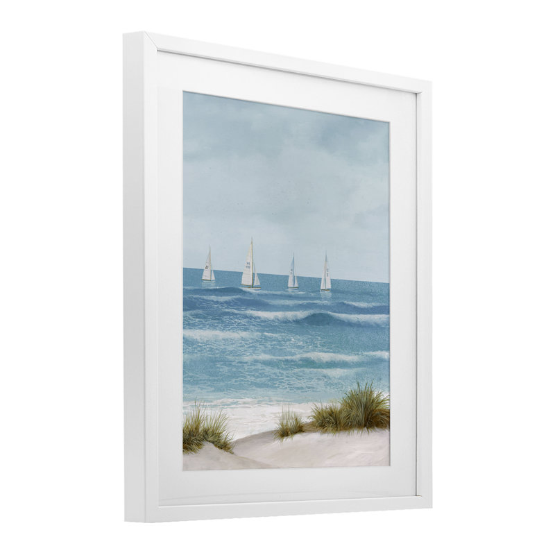 «Sails Away», impression encadrée sous verre, par Lorenzo Collective, H 21 po x l 17 po, Cadre blanc côtier
