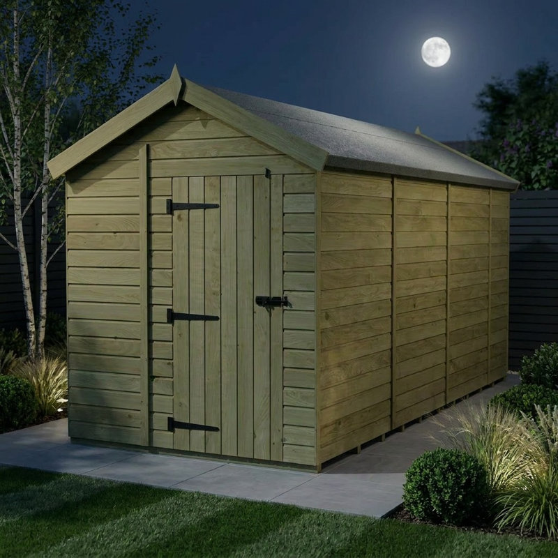 Total Sheds 7ft x 13ft Apex Garden Shed - Single Door - No Windows - Pressure Treated Timber - UK Manufactured