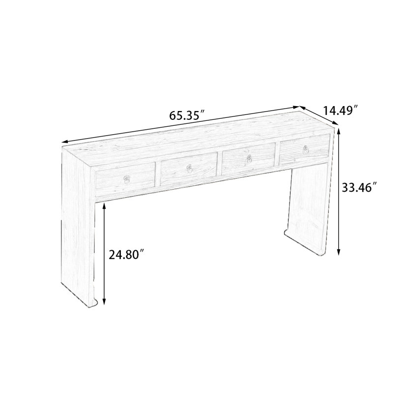65.35" Brown Rectangular Solid Wood Console Table