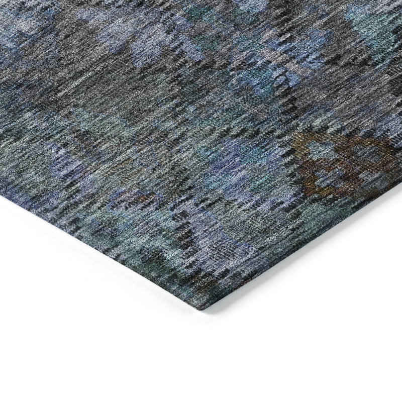 Machine Washable Indoor/Outdoor Chantille ACN1109 Teal Rug, Rectangle 10' x 14'
