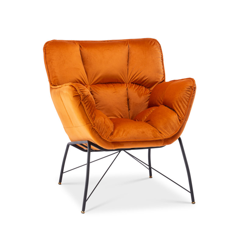 Lachlan Upholstered Accent Chair, Orange Velvet