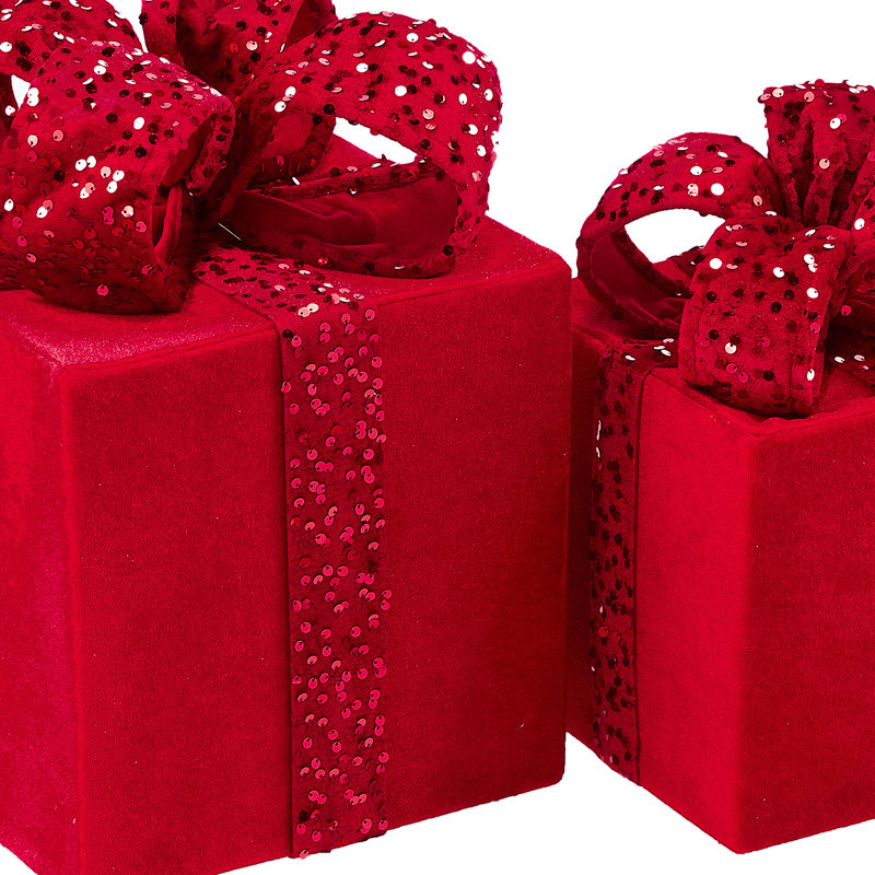 Boîte-cadeau de 11,5 à 15 po en velours et paillettes , Red