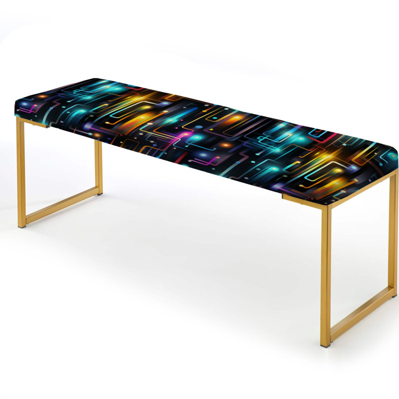 Neon Futuristic Cubic Mirage - Banc rembourré géométrique doré