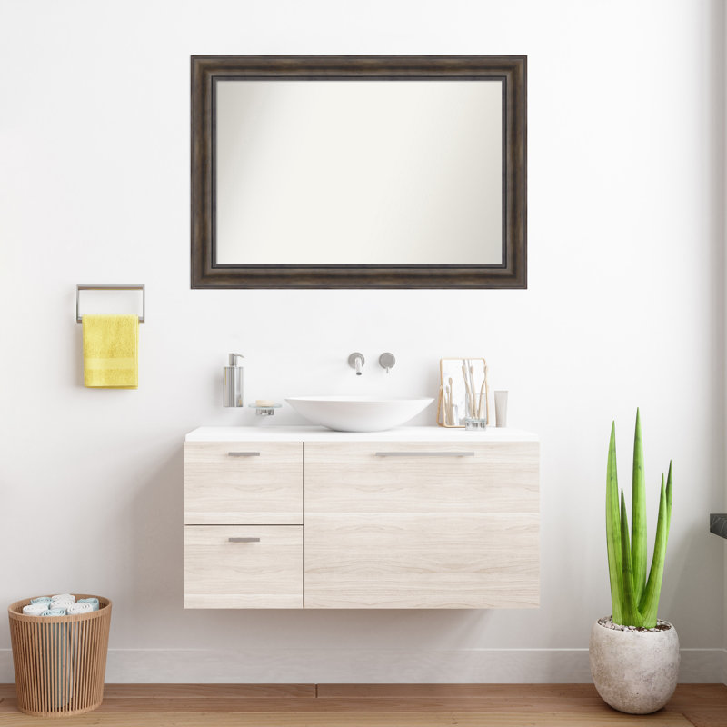 Miroir mural en bois massif Bostynn, Rectangle, H 27,5 po x l 39,5 po