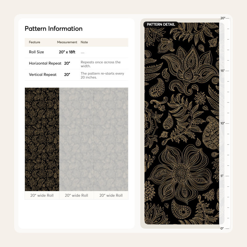 Papier peint floral avec motif floral cachemire