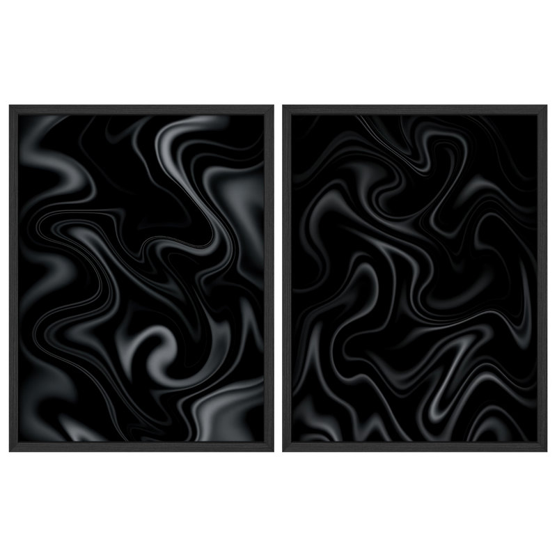 Ensemble de 2 reproductions d'art encadrées encadrées pour 2 pièces, H 14 po x l 11 po, Noir