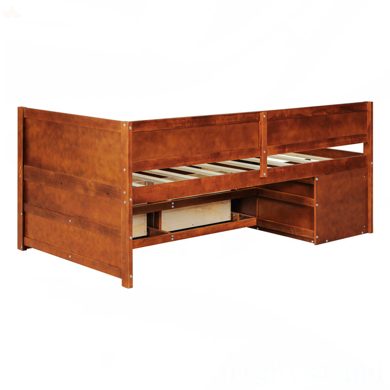 Lit de jour avec tiroirs et tablettes, Lit simple