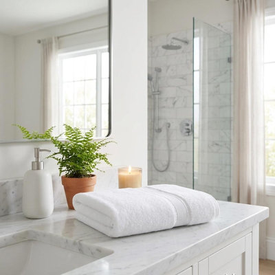 Ensemble de deux draps de bain blancs en coton turc 40" x 60"