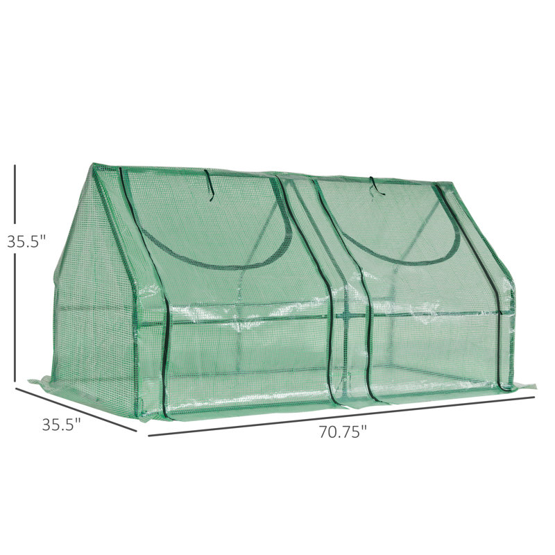 70.75" W x 35.5" D Mini Greenhouse, Green