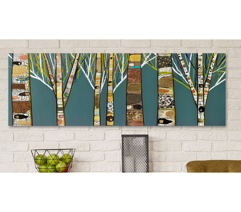 «Birch Tree Forest» par Eli Halpin - reproduction d'art sur toile tendue, H 18 po x l 54 po