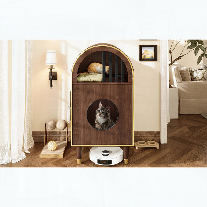 Enceinte de litière pour chat 2 en 1 avec lit pour chat