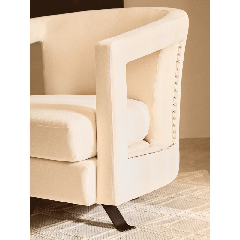 Velvet Swivel Club Chair, Beige