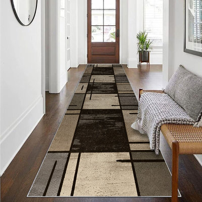 Tapis - Tapis de couloir long en polyester de style rétro, lavable à la machine, pouvant être utilisé comme tapis de chevet ou comme tapis de sol pour les couloirs, les salons, les chambres à coucher, les vérandas et les planchers de bois franc. Un article de décoration intérieure parfait.