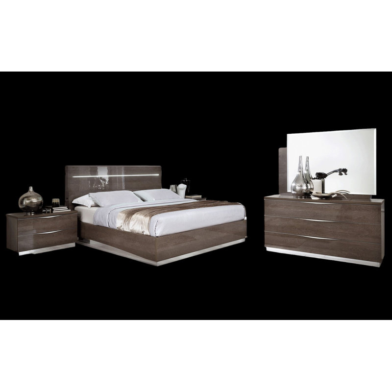 Ensemble de chambre avec grand lit 5 pièces Silver Birch, Ensemble de 5 pièces : lit, commode, miroir, 2 ta, Grand lit