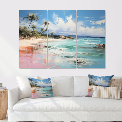 «Green Tropical Beach Escape I» - art mural bord de mer tropical