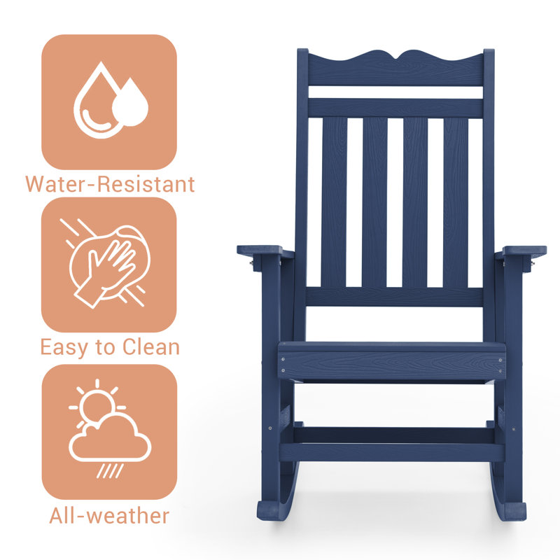 Joyceann All-Weather Plastic Lounge Chair, Bleu marine