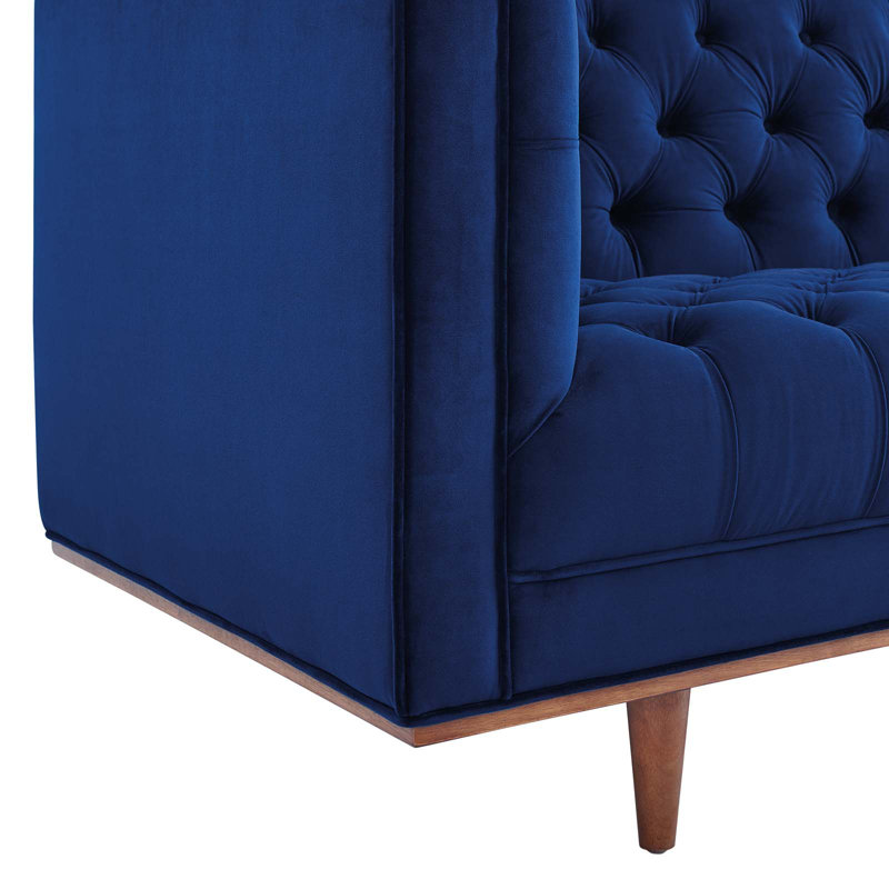 Elation Tufted Performance Velvet Sofa, Navy Velvet