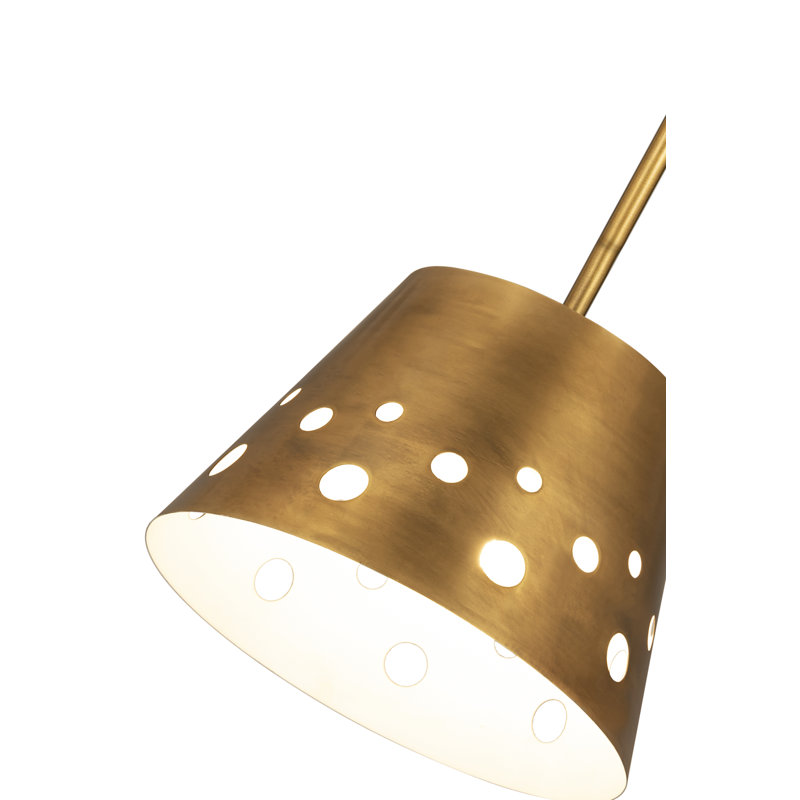 Luminaire suspendu conique 1 lumière, Laiton frotté, H 9,5 po x l 12 po x P 12 po