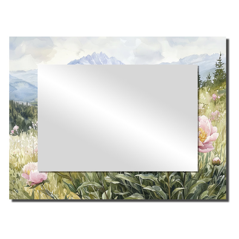 Peonies In The Alpine Meadow I - Floral Mirror Wall Art - Printed On Metal, 24" x 32"