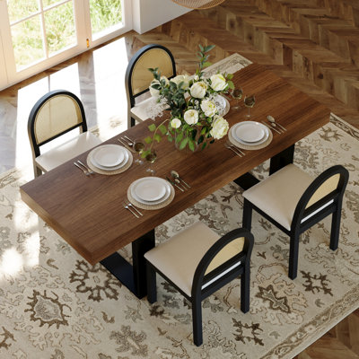 Dining Table Set With Rectangular Extendable Dining Table & Upholstered Chairs