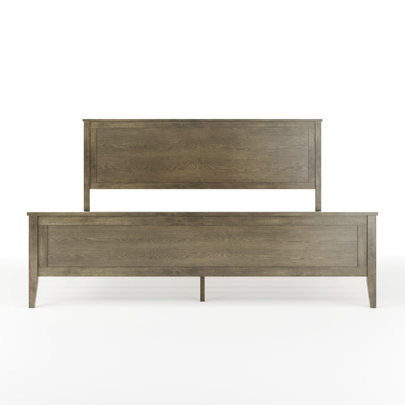 Brown Gray King Upholstered Wood Platform Bed with Headboard and Drawer