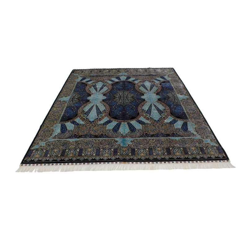 Tapis turc noir et bleu 6 x 9