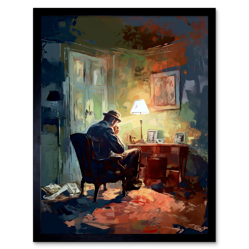 Apoch Private Detective In His Office Film Noir Style - Single Picture Frame Print