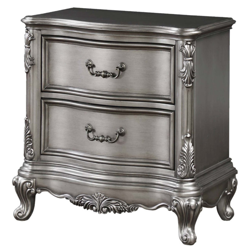 Table de chevet 2 tiroirs Platinum avec protection doublée de feutre et fabrication durable, parfaite pour un rangement élégant