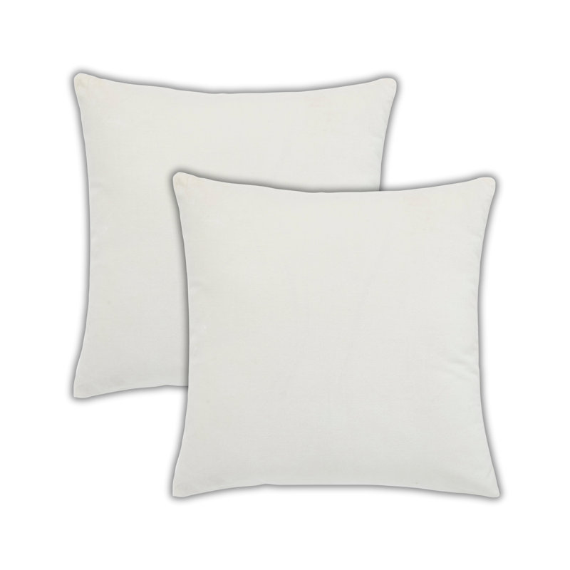 Housse de coussin décorative 100 % velours de coton avec fermeture éclair, ensemble de 2, Carré H 22 po x l 22 po