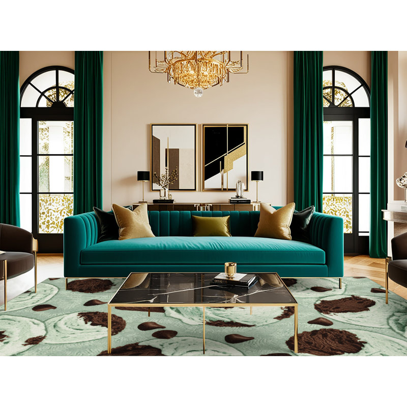  Tapis lavable crème glacée chocolat et menthe, Rond 4 pi