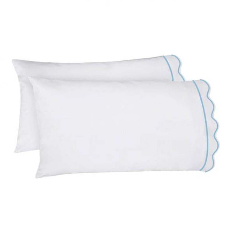 400TC Cotton Scallop Embroidery & Border Cotton 4 Piece Sheet Set Fitted Sheet Fits Upto 16" Deep Pocket, Queen Sheet Set