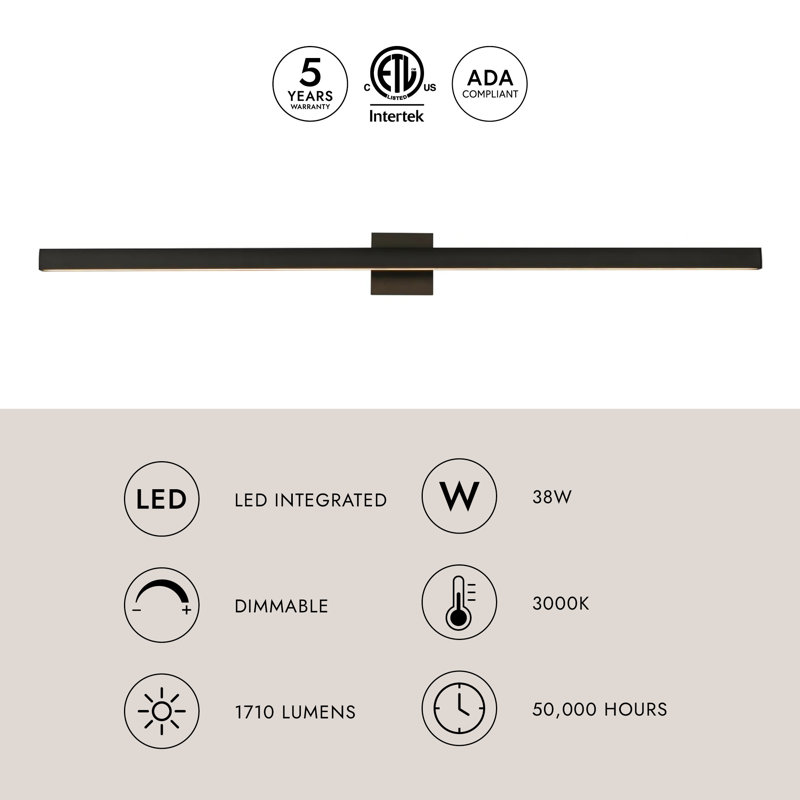 Vera 1 - Light LED Bath Bar, Brushed Gold