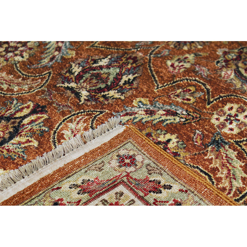 Wool Oriental Area Rug in Rust/Ivory