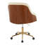 Chaise de bureau en métal doré, bois de noyer et similicuir crème-133404223-133404232